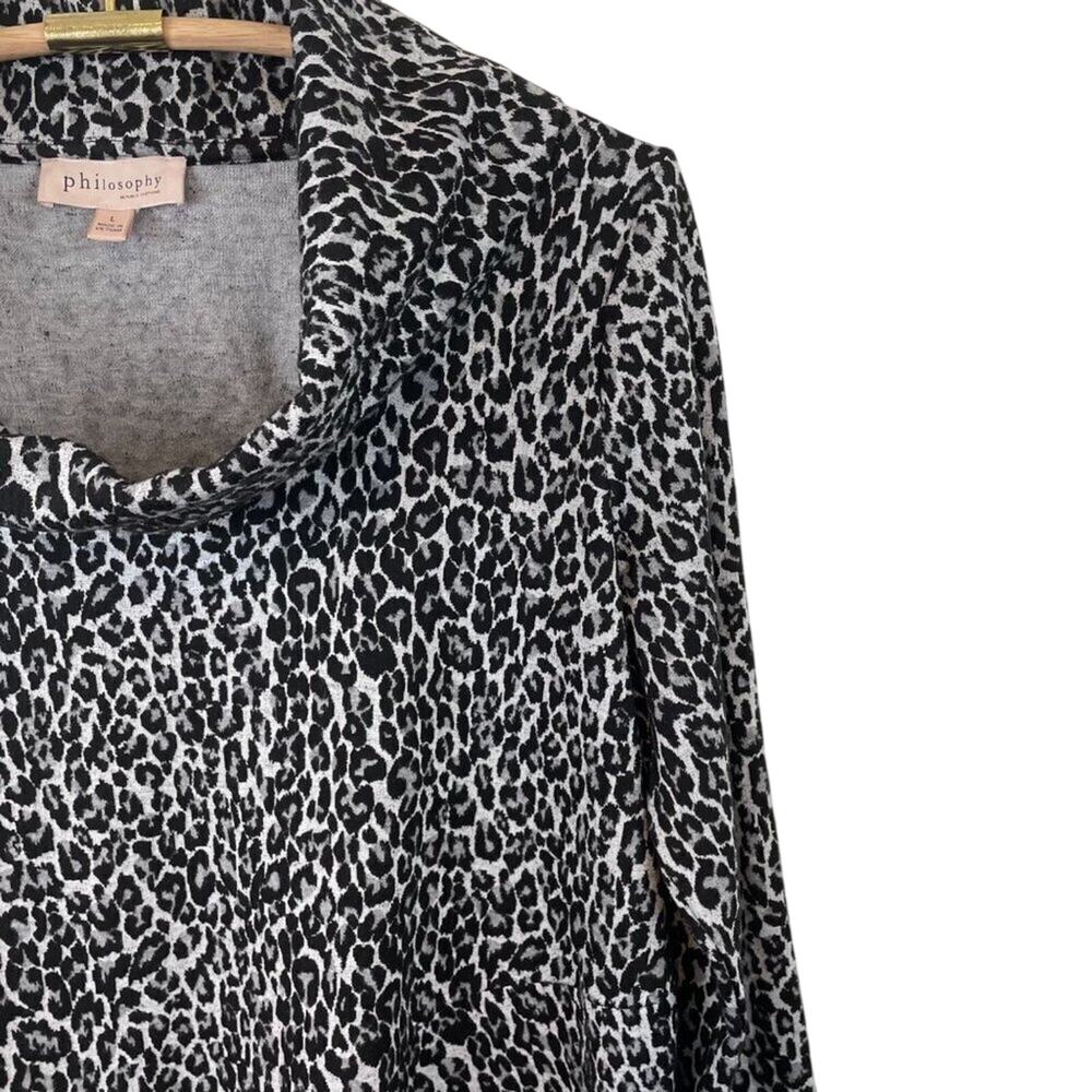 Philosophy Snow Cheetah Jacquard Cowl Neck Sweater Size Large - Picture 5 of 10